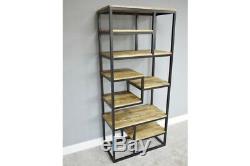 Large Industrial Retro Iron & Mango Wood Storage Unit Bookcase Display Shelving