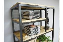 Large Industrial Retro Iron & Mango Wood Storage Unit Bookcase Display Shelving