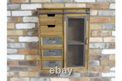 Large Industrial Wall Cabinet Vintage Style Metal Wood Kitchen Bathroom Storage