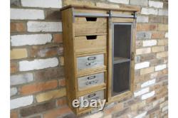 Large Industrial Wall Cabinet Vintage Style Metal Wood Kitchen Bathroom Storage