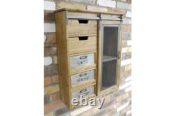 Large Industrial Wall Cabinet Vintage Style Metal Wood Kitchen Bathroom Storage