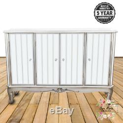 Large Mirrored Glass Sideboard Cabinet 4 Door Cupboard Shabby Chic French Style