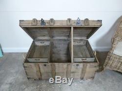 Large Pirates Chest Box Coffee Table In Weathered Oak Finish Top Opens Up