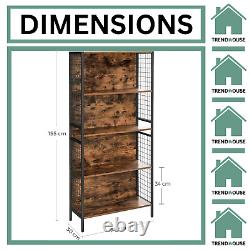 Large Retro Bookcase Office Storage Shelf 4 Tier Bookshelf Books Shelving Unit
