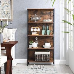 Large Retro Bookcase Office Storage Shelf 4 Tier Bookshelf Books Shelving Unit