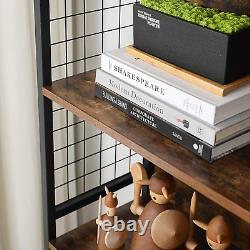 Large Retro Bookcase Office Storage Shelf 4 Tier Bookshelf Books Shelving Unit