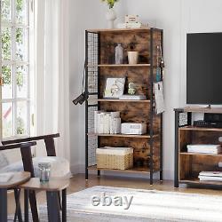 Large Retro Bookcase Office Storage Shelf 4 Tier Bookshelf Books Shelving Unit