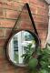 Large Retro Style Brown Deep Frame Round Porthole Mirror Wall Hanging Loop 35cm