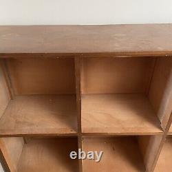Large Retro Vintage Wooden Bookcase Industrial Solid Wood Cubby Shelves