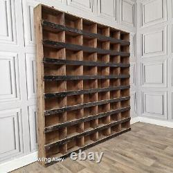 Large Retro Vintage Wooden Pigeon 54 Hole Industrial Solid Wood Workshop Shelves
