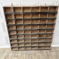 Large Retro Vintage Wooden Pigeon 54 Hole Industrial Solid Wood Workshop Shelves