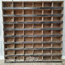 Large Retro Vintage Wooden Pigeon 54 Hole Industrial Solid Wood Workshop Shelves