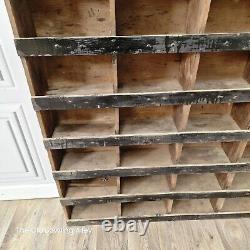 Large Retro Vintage Wooden Pigeon 54 Hole Industrial Solid Wood Workshop Shelves