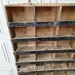 Large Retro Vintage Wooden Pigeon 54 Hole Industrial Solid Wood Workshop Shelves