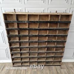 Large Retro Vintage Wooden Pigeon 54 Hole Industrial Solid Wood Workshop Shelves