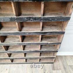 Large Retro Vintage Wooden Pigeon 54 Hole Industrial Solid Wood Workshop Shelves