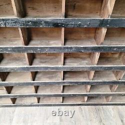 Large Retro Vintage Wooden Pigeon 54 Hole Industrial Solid Wood Workshop Shelves