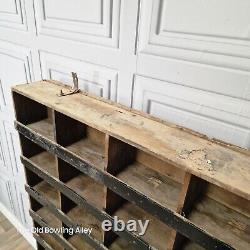 Large Retro Vintage Wooden Pigeon 54 Hole Industrial Solid Wood Workshop Shelves