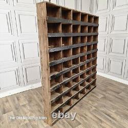 Large Retro Vintage Wooden Pigeon 54 Hole Industrial Solid Wood Workshop Shelves