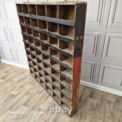 Large Retro Vintage Wooden Pigeon 54 Hole Industrial Solid Wood Workshop Shelves