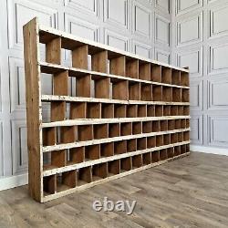 Large Retro Vintage Wooden Pigeon Hole Industrial Solid Wood Workshop Shelves