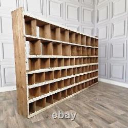 Large Retro Vintage Wooden Pigeon Hole Industrial Solid Wood Workshop Shelves