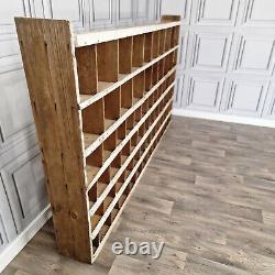 Large Retro Vintage Wooden Pigeon Hole Industrial Solid Wood Workshop Shelves