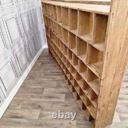 Large Retro Vintage Wooden Pigeon Hole Industrial Solid Wood Workshop Shelves