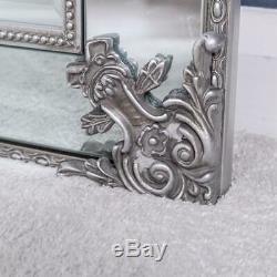 Large Silver Mirror Full Length Wall Ornate Glass Bedroom Hallway 180cm x 94cm