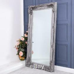 Large Silver Mirror Heavily Ornate Wall Full Length Vintage Chic 173cm x 87cm