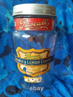 Large Vintage Aridor Glass Sweet Jar. Pascal, Orange & Lemon Crispet