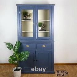 Large Vintage Dresser Display Cupboard in Blue & Cream