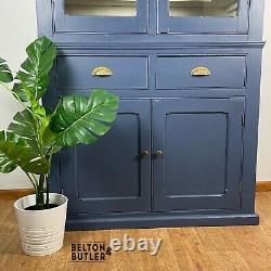 Large Vintage Dresser Display Cupboard in Blue & Cream