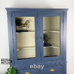 Large Vintage Dresser Display Cupboard in Blue & Cream