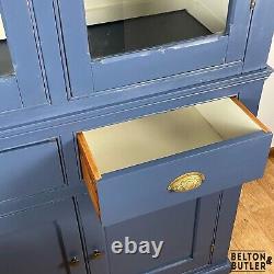 Large Vintage Dresser Display Cupboard in Blue & Cream