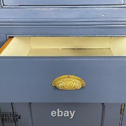 Large Vintage Dresser Display Cupboard in Blue & Cream