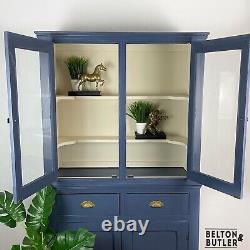 Large Vintage Dresser Display Cupboard in Blue & Cream