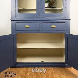 Large Vintage Dresser Display Cupboard in Blue & Cream