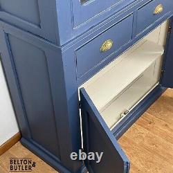 Large Vintage Dresser Display Cupboard in Blue & Cream
