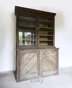 Large Vintage Glazed Solid Pine Dresser Display China Kitchen Cabinet Bookcase