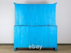 Large Vintage Indian Rustic Glass Kitchen Dresser Cupboard Cabinet Shelves