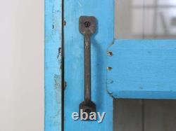 Large Vintage Indian Rustic Glass Kitchen Dresser Cupboard Cabinet Shelves