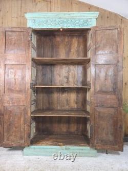 Large Vintage Indian Solid Wooden Armoire Wardrobe Kitchen Linen Cupboard
