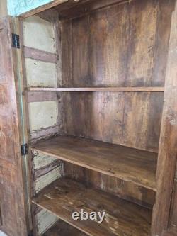 Large Vintage Indian Solid Wooden Armoire Wardrobe Kitchen Linen Cupboard