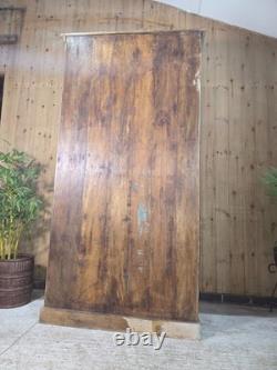 Large Vintage Indian Solid Wooden Armoire Wardrobe Kitchen Linen Cupboard