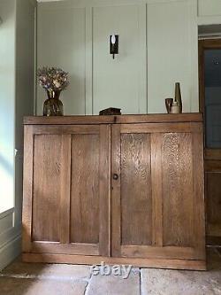 Large Vintage Mainly Oak & Pine School Cupboard Hall Toy Storage Cabinet Larder