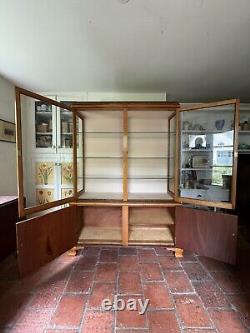 Large Vintage Mid 20th Century Glazed Display China Shop Cabinet