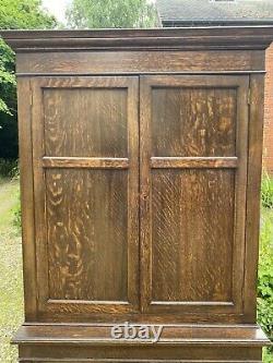 Large Vintage Oak Cupboard Bookcase Larder Linen Hall Cupboard Cabinet