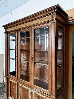 Large Vintage Oak Dresser Glazed Display Cabinet Cupboard Kitchen Dining Bedroom