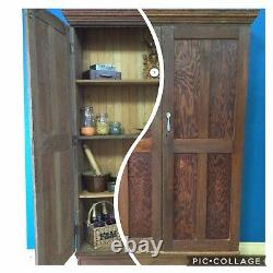 Large Vintage Pine/Oak And Mahogany Kitchen Larder Pantry Cupboard/ Housekeepers